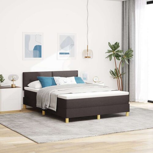 Box postelja s škatlastim vzmetenjem z matracem temno rjava 140x190 cm tkanina, (22082887) Cene