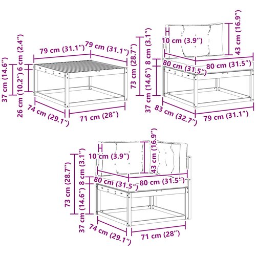  Set vanjskih sofa 7 pcs Bijela i antracit 79 x 79 x 37 cm Slike