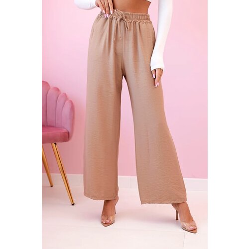 Kesi Włoski Viscose wide-leg trousers camel Slike