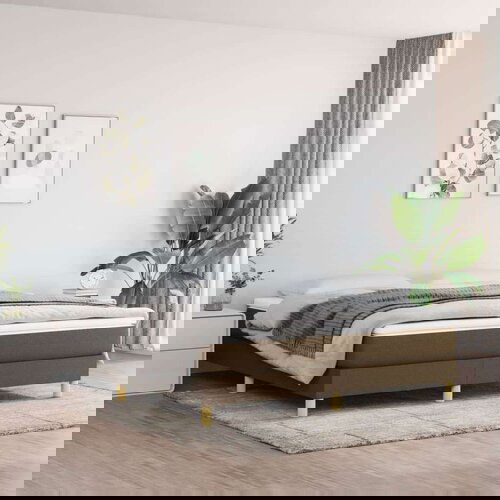 Za krevet s oprugama tamnosmeđi 180x200 cm od tkanine Slike
