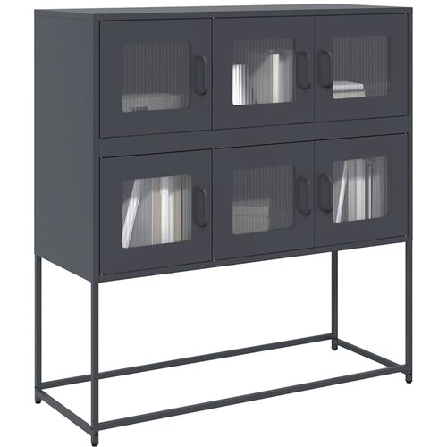 VidaXL Komoda antracitna 100,5x39x107 cm hladno valjano jeklo Slike