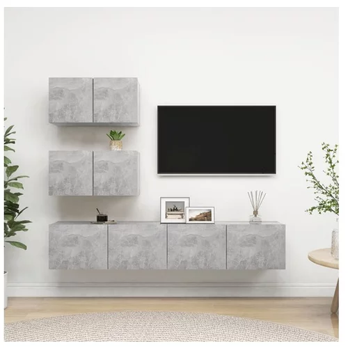  Komplet TV omaric 4-delni betonsko siva iverna plošča