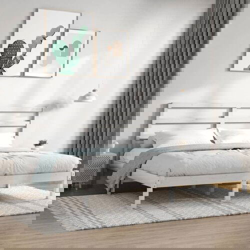 The Living Store Posteljni okvir bel iz trdne borovine 200x200 cm - Posteljni Okvir, (21524690) Slike