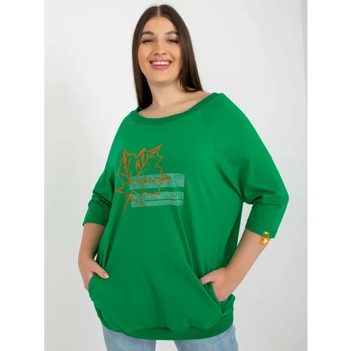 Fashion Hunters Green plus size blouse with neckline on back