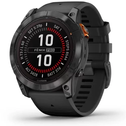 Garmin Smart watch Fenix 7X Pro Solar Tamnosivi s crnim remenom