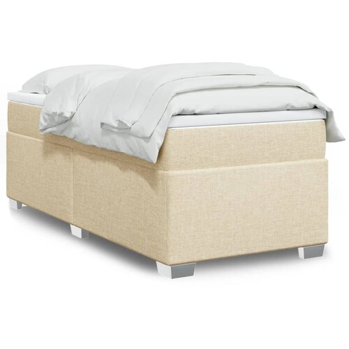 vidaXL Box spring postelja z vzmetnico krem 90x200 cm blago Cene