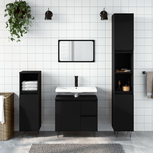 VidaXL Kopalni&amp;scaron;ka omarica črna 30x30x190 cm inženirski les Slike