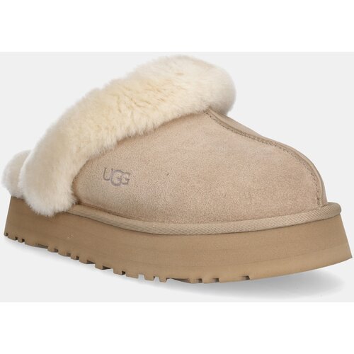 Ugg Kućne papuče od bru&amp;scaron;ene kože Disquette boja: bež, 1122550-SAN Slike