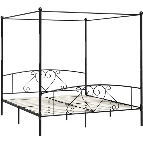 Maison Chic Posteljni okvir - Dvoposteljna postelja - Zakonska postelja z ogrodjem za baldahin črn kovinski 200x200 cm -J5685, (21765521) Cene