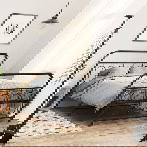 Furnova Kovinski posteljni okvir z vzglavjem in vznožjem črn 100x200 cm, (21940770) Slike