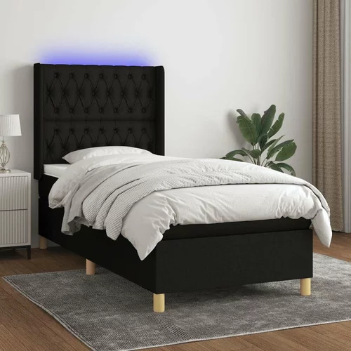  Box spring postelja z vzmetnico LED črna 90x200 cm blago, (20790053)