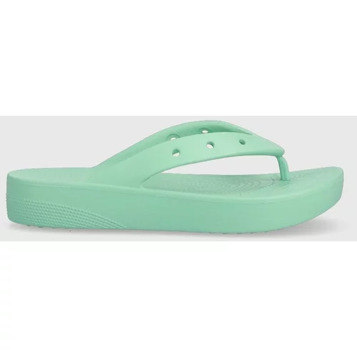 Crocs Japonke Classic Platform Flip ženske, turkizna barva, 207714