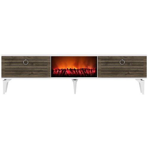 Hanah home Arona Fireplace - White, Walnut WhiteWalnut TV Stand Cene