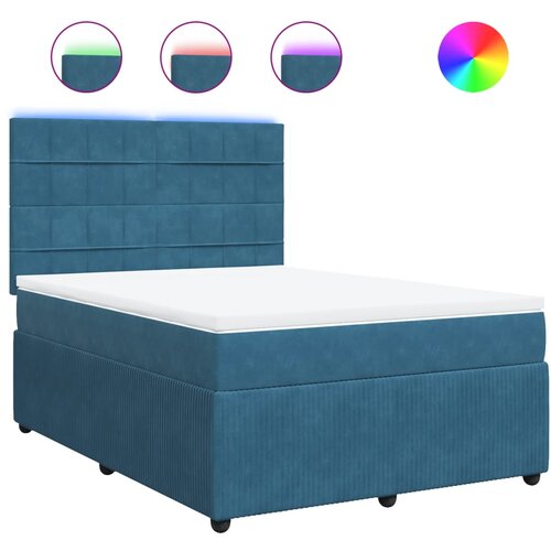 vidaXL Box spring postelja z vzmetnico modra 140x200 cm žamet, (21307412) Cene