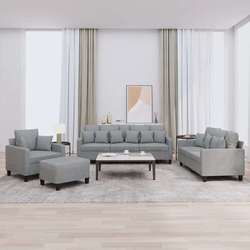  4-dijelni set sofa s jastucima svjetlosivi od tkanine Slike