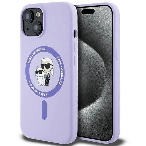 Karl Lagerfeld ETUI SILICONE KARL&CHOUPETTE HEADS RING MAGSAFE NA IPHONE 15 - FIOLETOWE, (21897559) Cene