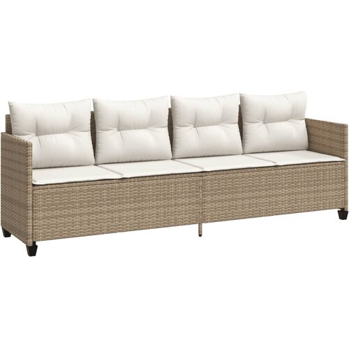  5-dijelni vrtni set sofa s jastucima bež od poliratana 204 x 55 x 70 cm Slike