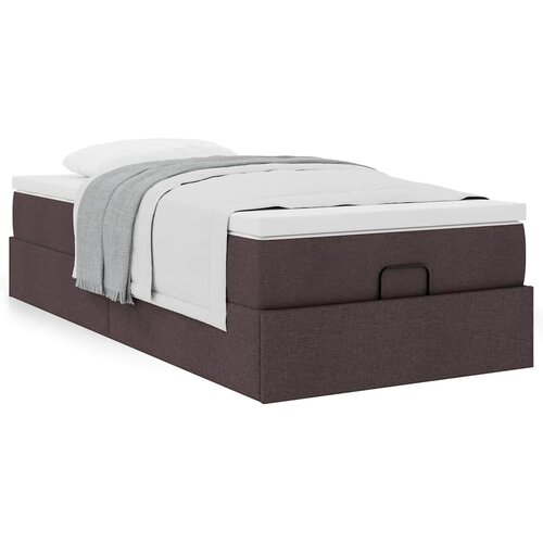 VidaXL Otomanski posteljni okvir z vzmetnico rjav 90x200 cm blago Slike