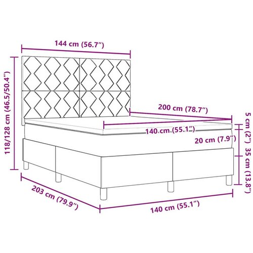 vidaXL Box Spring Krevet s Madracem Tamnozelena 140x200 cm Baršun Cene