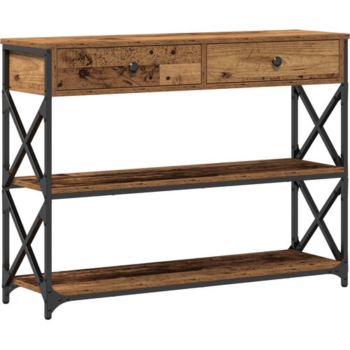  Konzolna stolica s ladicama Staro drvo 100 x 28 x 75 cm Slike