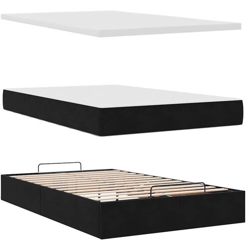VidaXL otomanski okvir kreveta s madraca crni 120x190 cm bar&amp;scaron;unasti Slike