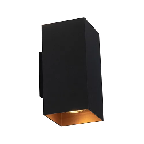 QAZQA Dizajn stenska svetilka črna z zlatim kvadratom - Sab