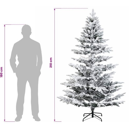  Umjetno božićno drvce s nogom 210 cm PE i PVC Zelena i bijela Slike