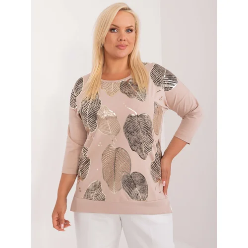 Fashion Hunters Beige cotton blouse plus size