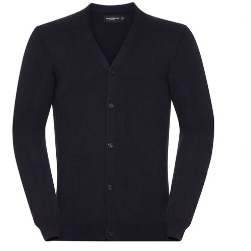 RUSSELL Men&amp;#039;s classic and easy to care for, zipped sweater with neckline V R715M 50/50 50% Cotton 50% acrylic CottonBlend TM weave 12 275g Slike