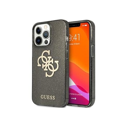Guess GUHCP13LPCUGL4GBK big logo silikonski ovitek za iphone 13 pro - z zlatimi bleščicami Cene