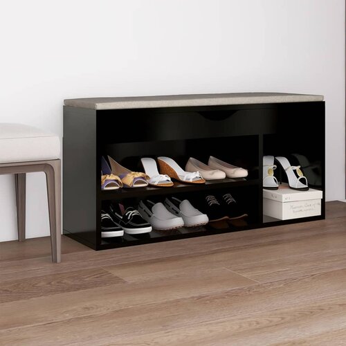 vidaXL klupa za cipele s jastukom crna 104 x 30 x 49 cm od iverice Cijene