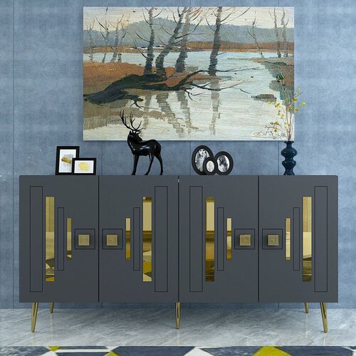 Hanah home konzolni sto Seduna, 150x75x35 cm, Antracit-zlatne boje Cene