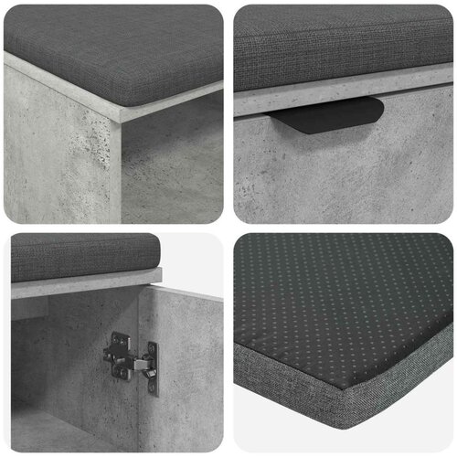  Klupa za hodnik s jastukom Betonski sivi 100 x 38 x 46 cm Slike