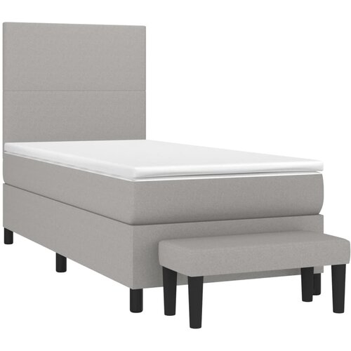  Krevet s oprugama i madracem svjetlosivi 100x200 cm od tkanine Slike