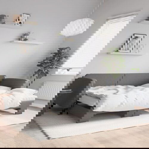  The Living Store Izvlečna dnevna postelja z vzmetnicami siva 100x200 cm blago - Izvlečna Dnevna Postelja, (21450067) Slike