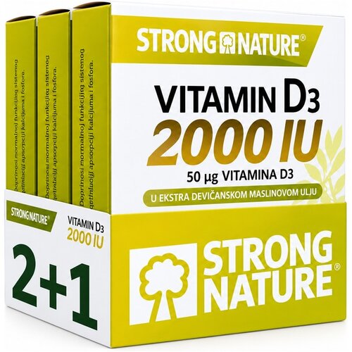 Strong Nature Vitamin D3 2000 IU, 30+30+30 kapsula (2+1 GRATIS) Slike