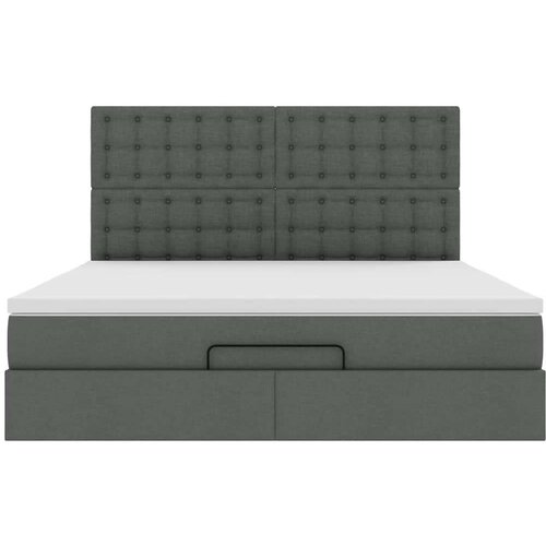 VidaXL Otomanski krevet s madracem tamnosivi 160x200cm od tkanine Slike