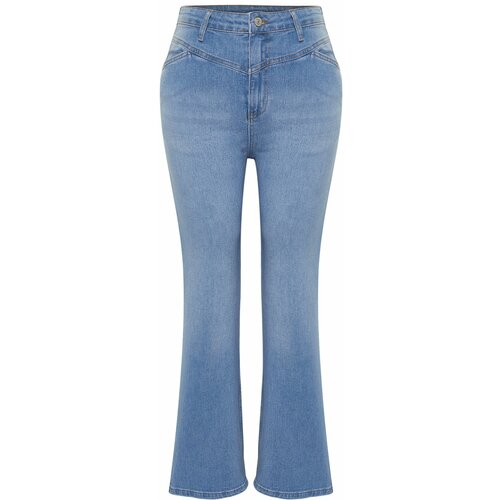 Trendyol Curve Light Blue Stitch Detail Flare Fit Denim Jeans Slike