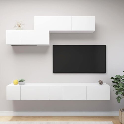  6-dijelni set TV ormarića bijeli od konstruiranog drva Cijene