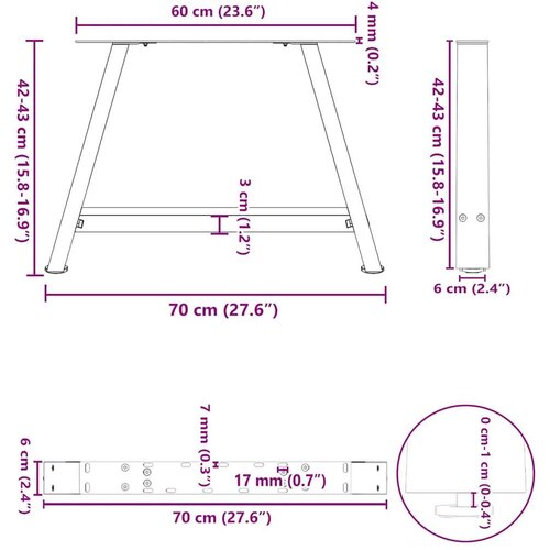  Noge stolića za kavu A-oblika 2 kom antracit 70x(42-43)cm čelik Slike