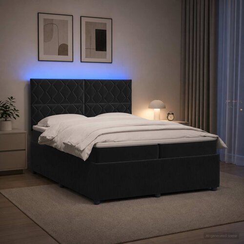  LED okvir za krevet s madracem Crna 200 x 200 cm Bar&amp;scaron;un Slike