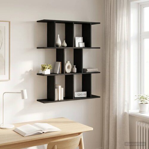  Polica na zidu Crni hrast 80 x 20 x 96 cm Konstruirano drvo Cene