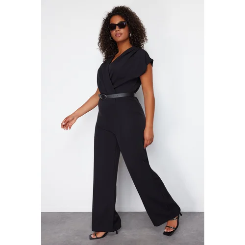 Trendyol Curve Black Belted Woven Overalls