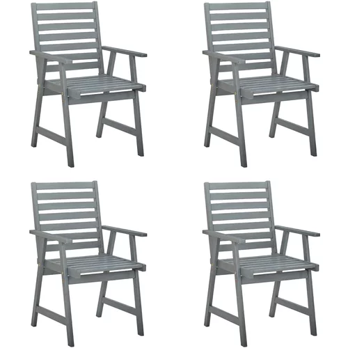 vidaXL Vrtne blagovaonske stolice sive 4 kom od masivnog drva bagrema