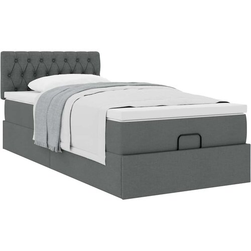 VidaXL otomanski okvir kreveta s madraca tamnosivi 90x200cm od tkanine Slike