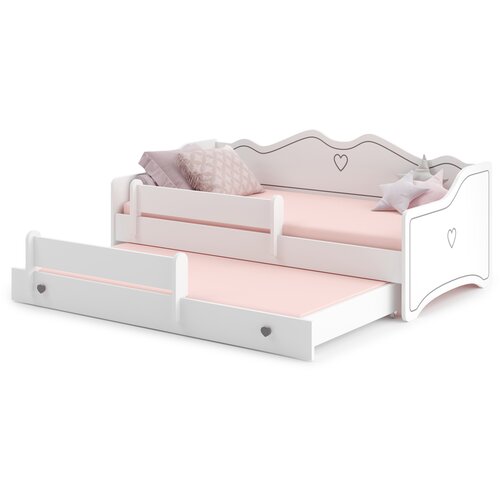 Kobi Furniture Emma - zakonska postelja 160x80 z okvirjem, predalom, ograjo in dvema vzmetnicama, (20626018) Cene