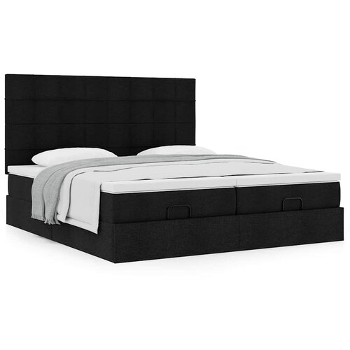 VidaXL Otomanski okvir kreveta s madracima crni 200x200cm od tkanine Slike