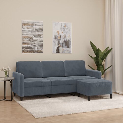  The Living Store Trosed s stolčkom za noge temno siv 180 cm žamet - Trosed S Stolčkom Za Noge, (21485166) Cene