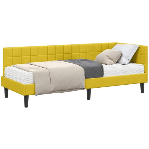 vidaXL Kutni krevetni okvir s madracem s uzglavljem 2 pcs Žuta Baršun - Žuta 80 x 200 cm Cene
