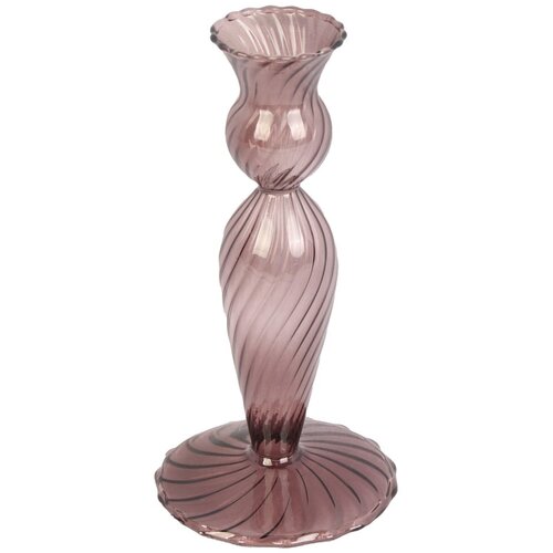 PT LIVING Smeđi stakleni svijećnjak Swirl, visina 17 cm Cijene